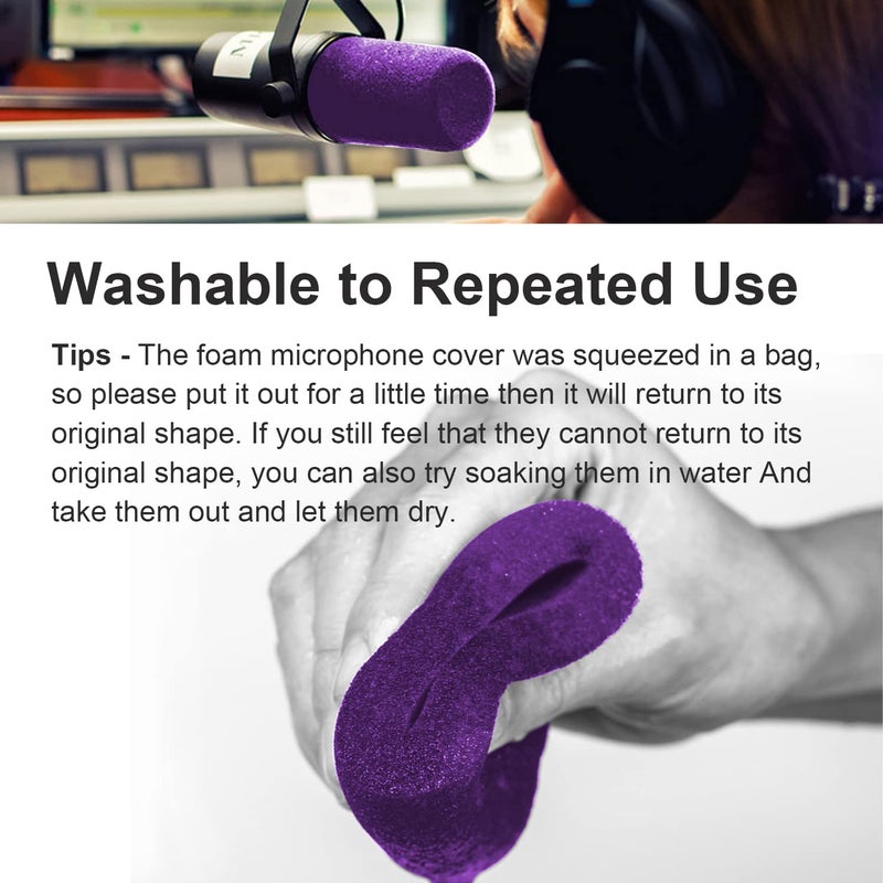 Fielect 5Pcs Microphone Cover Sponge Foam Mic Cover Handheld Microphone Windscreen Shield Protection Micro Foam Filter Purple for KTV Broadcasting - Image 5